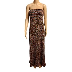 David Meister Silk Geo Strapless Maxi Dress Size 12
